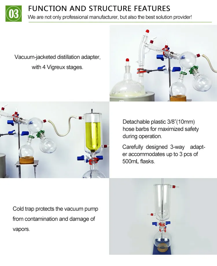 2L Дистилляция на коротком пути стандартный набор w/Вакуумный насос и охладитель для масла CBD