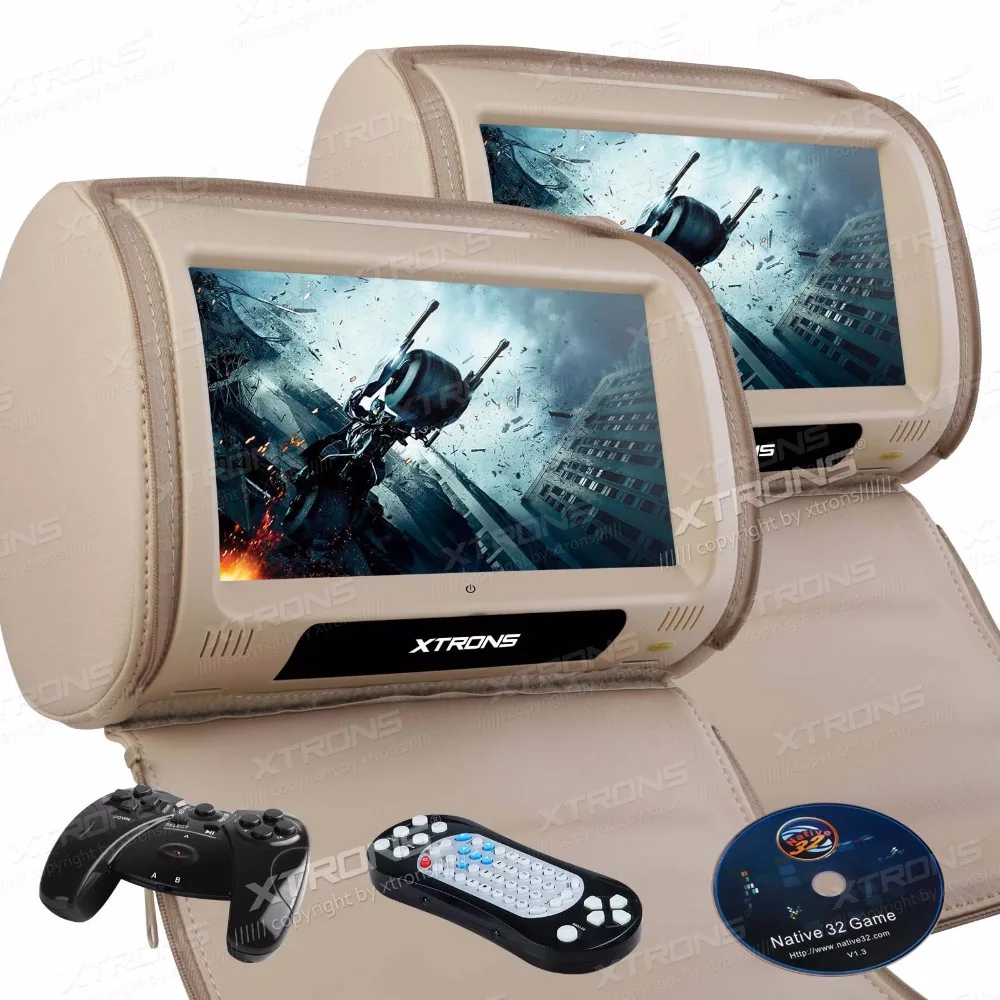 Автомобильные мониторы XTRONS Cream DVD плеер на подголовник 9 "HD 800*480 сенсорный экран