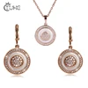 Ensembles de bijoux de mariage en cristal pour femmes, rond or blanc, pendentif, collier, boucles d'oreilles, bague, cadeau de mariage ► Photo 1/6