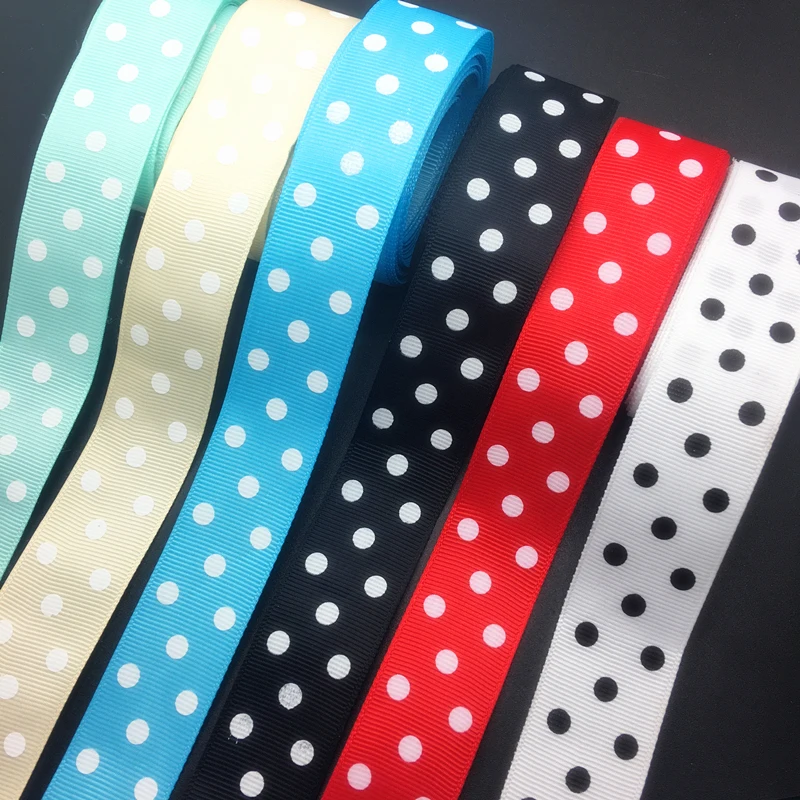 5yds1/" 25mm White Polka Dots Grosgrain Ribbon Bow Wedding Christmas Decoration