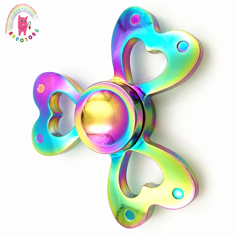 2017 новейший трилистник Сердце ручной Спиннер Tri-spinner Fidget Spinner игрушка Многоцветный Металлический EDC Speelgoed для аутизма и СДВГ дети