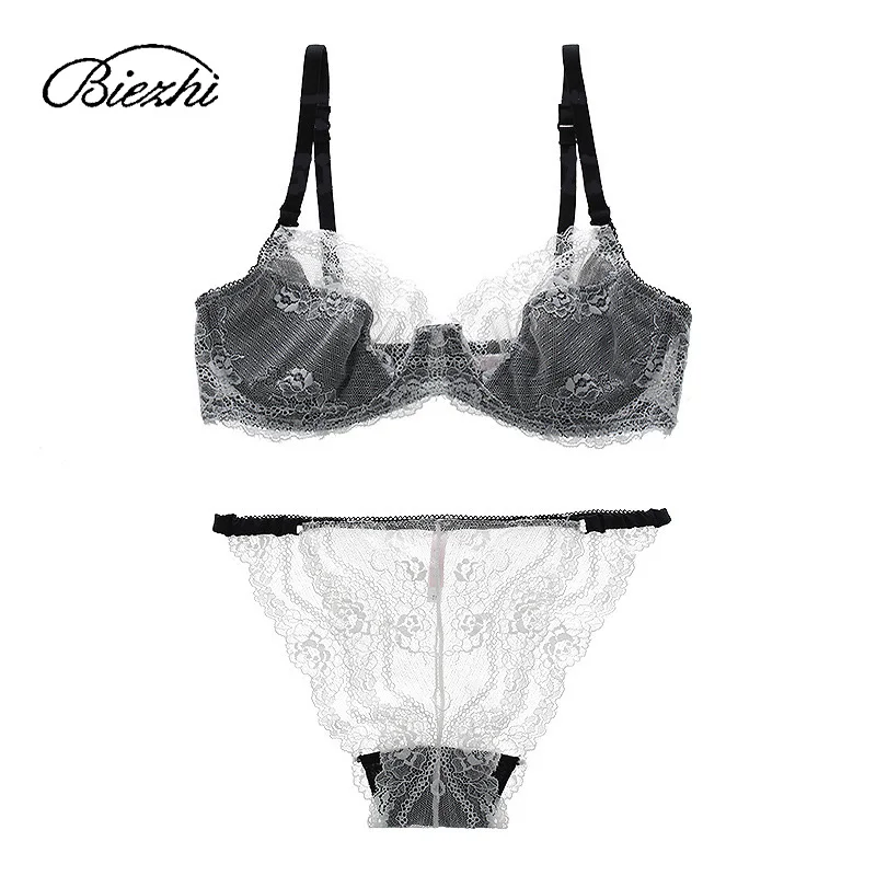 BIEZHI Brand Sexy Bra Set Women Lace Underwear Set Push Up Bra Panty