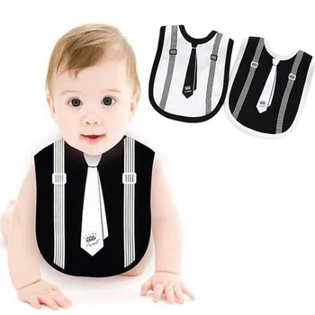 

Hot High Quality New Fashion Black Color Dress style Cotton Baby Bibs Infant Baby Bibs Kids Cartoon Waterproof Bib Clothing