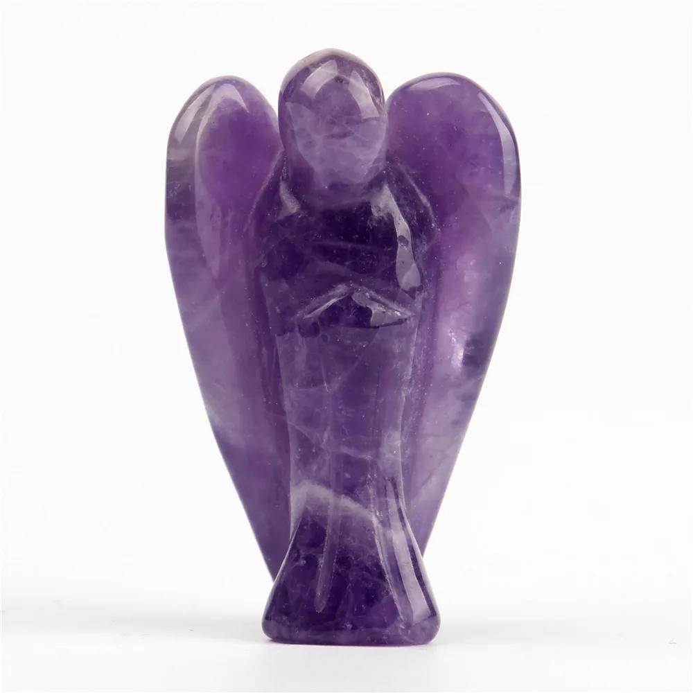 1.5Inch Romantic Angel Natural Stone Amethyst Carved Crafts Healing