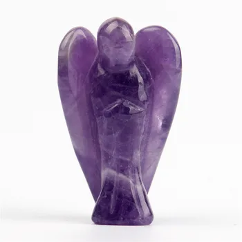 

1.5Inch Romantic Angel Natural Stone Amethyst Carved Crafts Healing Clear Crystal Pink Quartz Reiki Chakra Stone Free Pouch