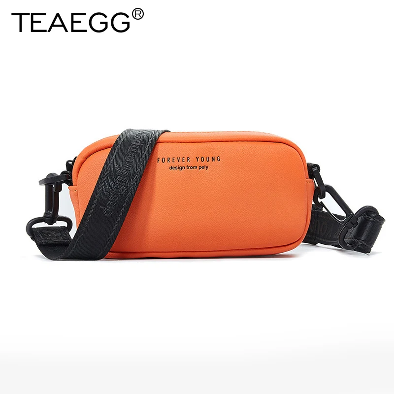 TEAEGG, женские сумки через плечо с буквенным принтом, сумки-мессенджеры из коровьей кожи, женские школьные сумки с клапаном - Цвет: Оранжевый