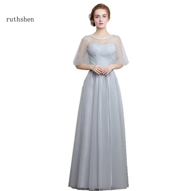 Long Silver Bridesmaid Dresses