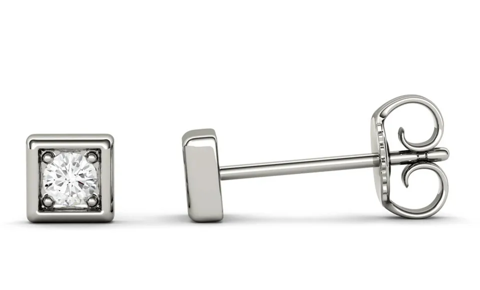Сертифицированные 0.06ct Charles& Colvard Moissanite серьги-гвоздики с бриллиантами Настоящее 18 K твердое белое золото новые ювелирные изделия для женщин