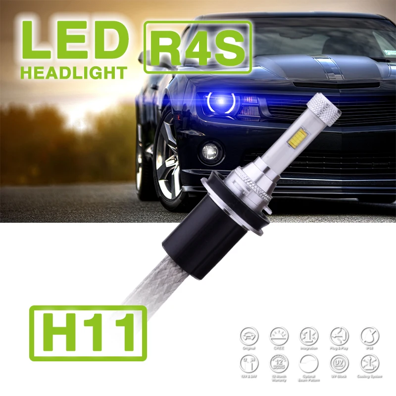1 Set 90W 10400LM R4S LED Headlight Slim Conversion Kit 45W 5200LM H1 H4 H7 H8
