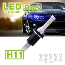 1 компл. 90 Вт 10400lm r4s светодиодный фар Тонкий Conversion Kit 45 Вт 5200lm H1 H4 H7 H8 H9 H11 h16 (JP) 9005 9006 9012 D1/D2/D3/D4S Лампы для мотоциклов