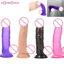 Crystal Silicone Dildo Vaginal Massage Clitoris Stimulation Orgasm Realistic Dildo With Suction Cups Adult Sex Toys For Women