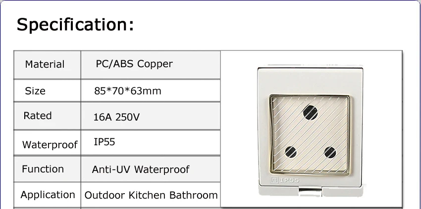 Waterproof 16A 250V 1Way 2Way Ip55 Kitchen Outdoor Anti-Uv Surface Mounted Outlet South Africa India Israel Power Wall Socket 2 17