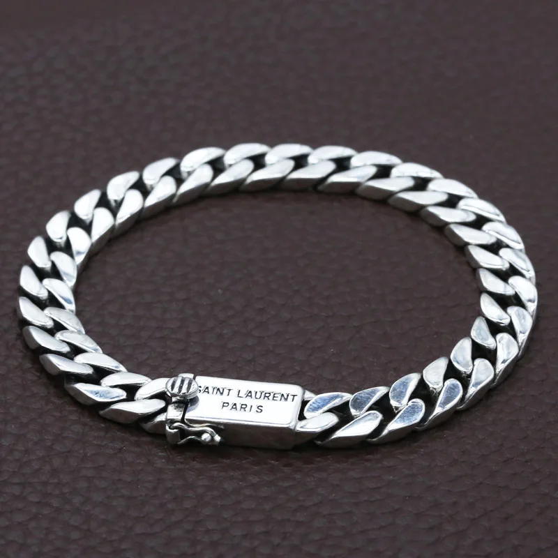 

925 sterling silver fashion jewelry personality couple models vintage Thai silver bracelet Japanese cherry new Men's bracelet