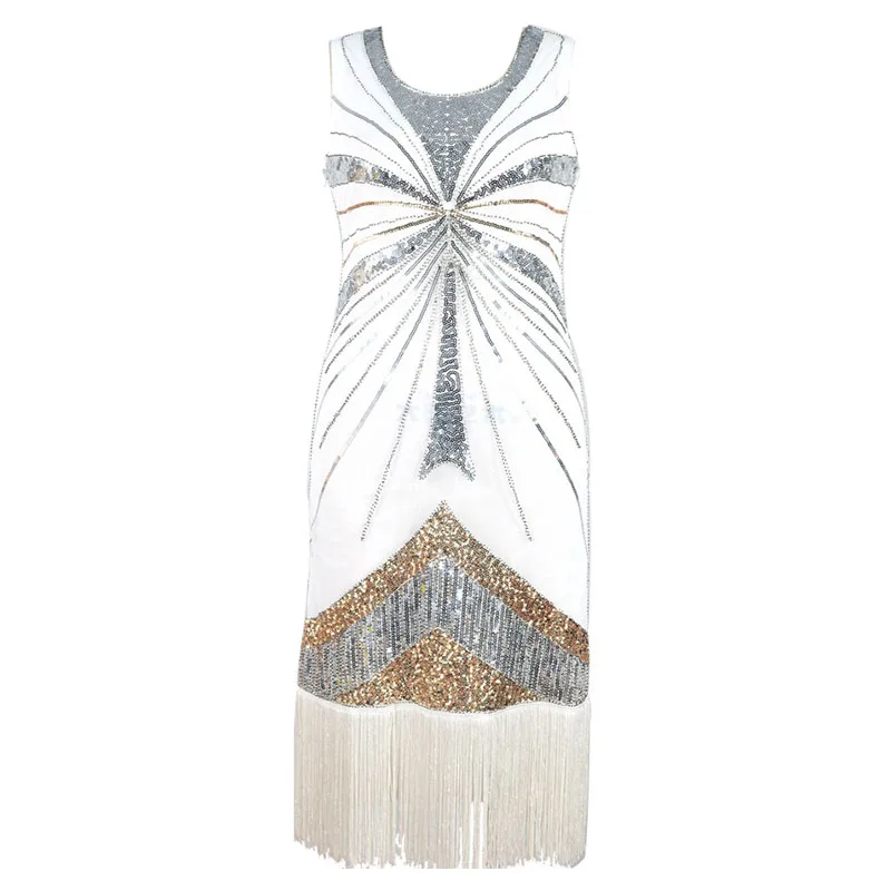 1920s Great Gatsby Robe Sequined Embellished Fringed Dress O-Neck Tassel Flapper Dress Summer Party Dresses vestidos verano 2018 (6)