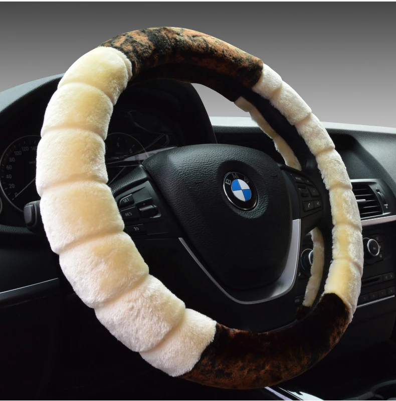 Premium Soft Short Fur Car Steering Wheel Cover High density Warm Plush