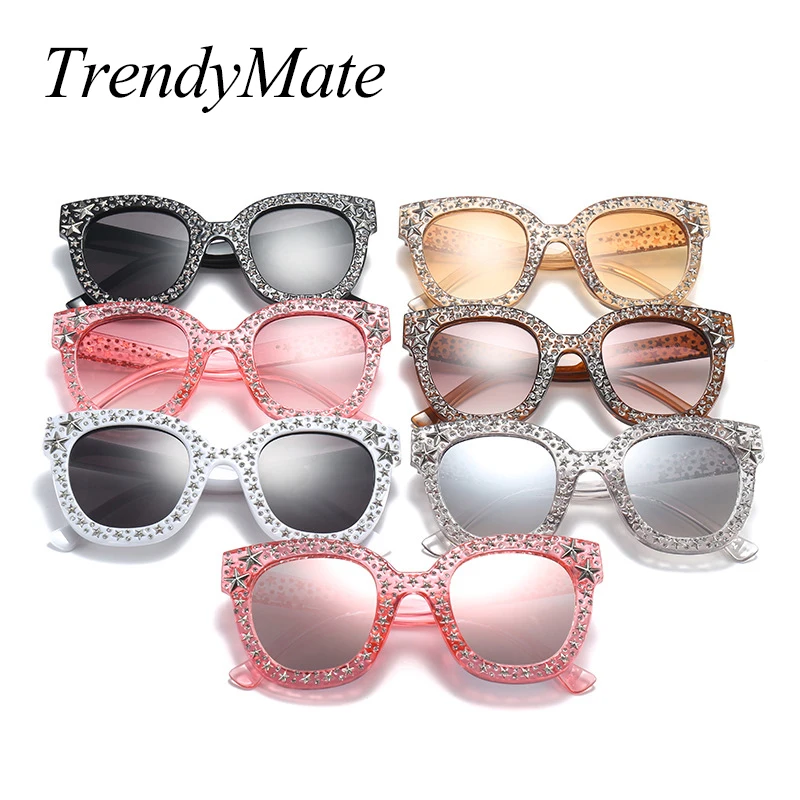 TrendyMate 2018 женские крупные солнцезащитные очки с дизайнерским узором в виде звезд