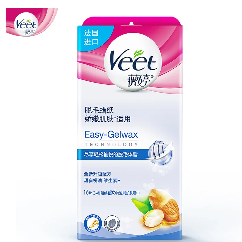 

Veet 16pcs Sensitive Skin Hair Removal Cold Wax Strips Nonwoven Depilatory Paper Moisturizing Beard Epilator Wax Pads