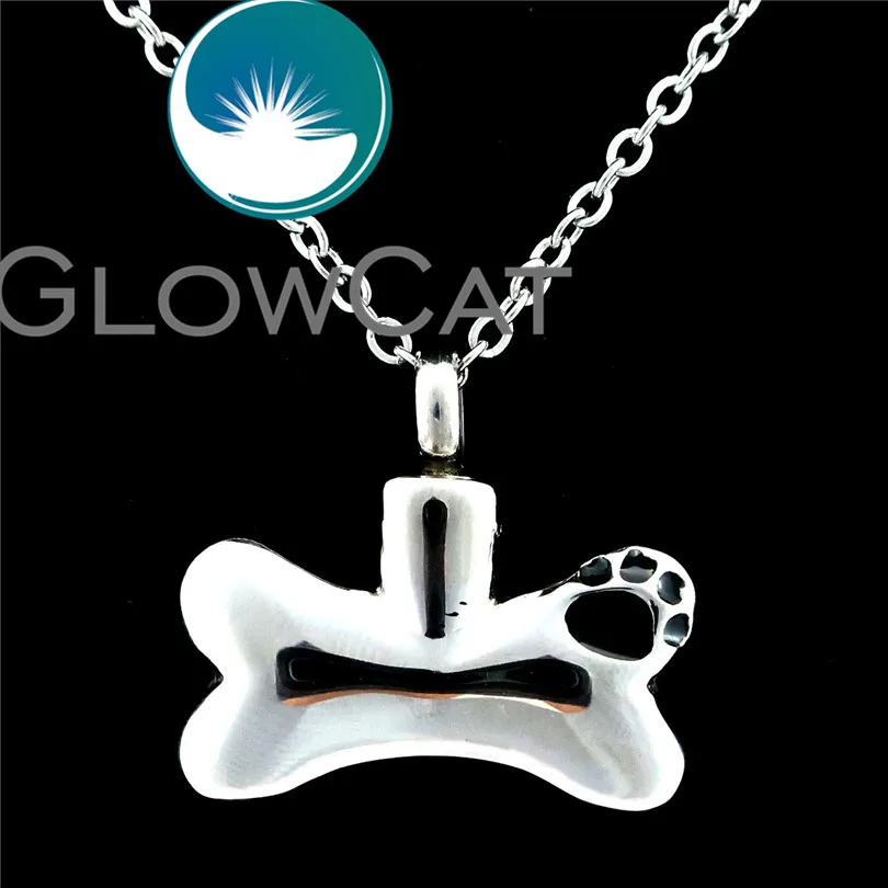 

K660 Enamel Dog Bone Claw Print Necklace Memorial Keepsake Cremation Stainless Container Locket Pendant Pet Ash Urn Necklace