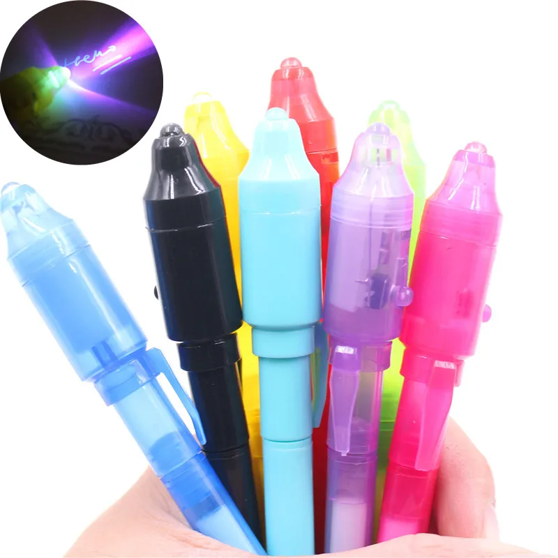 

1Pcs Magic 2 In 1 UV Black Light Combo Creative Stationery Marker pen Highlighter Invisible Ink Pen Popular Random Color