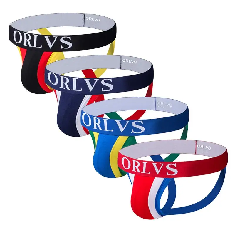 Нижнее белье ORLVS 4 шт./лот сексуальное мужское нижнее бандаж для геев стринги