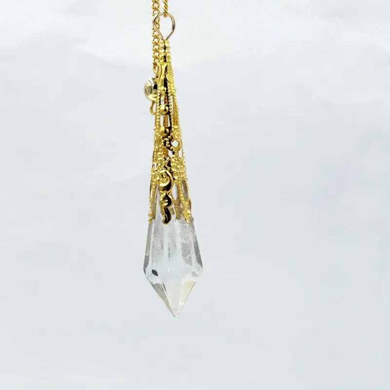 glass bell stone pendant female Reiki Pendulum Natural Stone Amulet Healing Crystal Pendant Meditation Hexagonal Pendulums for 2