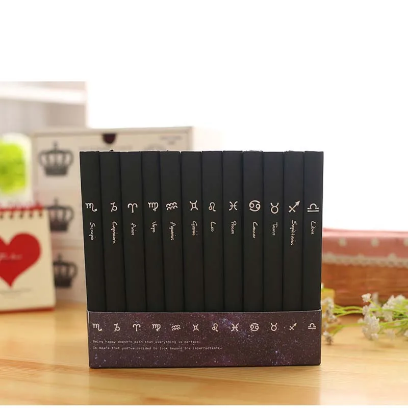 Black Notebook Notepad Program Diary 12 Constellations Black Super Stationery Thick Manuscript Planner Personalized Work Book Black Notebook Notepad Program Diary 12 Constellations Black Super Stationery Thick Manuscript Planner Personalized Work Book