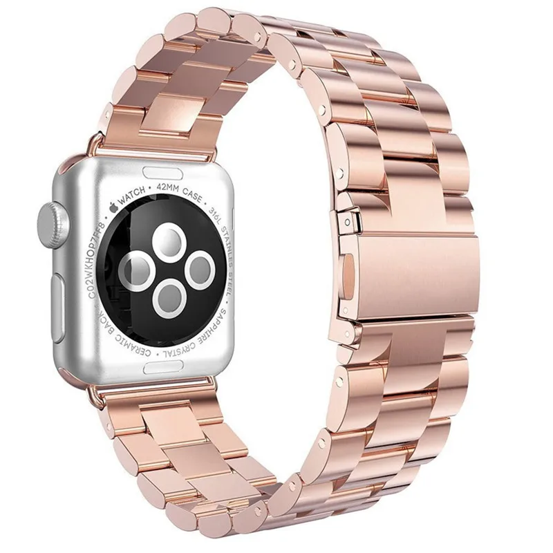 40 мм 44 мм спортивный ремешок из нержавеющей стали для часов Apple Watch Band 42 38 мм Три штамма деловые мужские и женские часы ремешок для iwatch