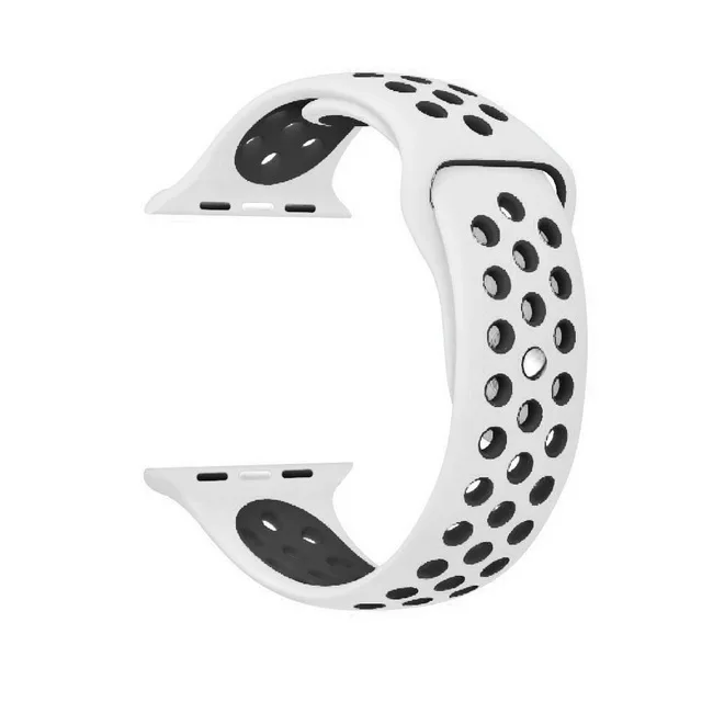 Силиконовые Ремешки для наручных часов Ремешок для Apple Watch серии 4 44 мм 40 мм сменный Браслет для iWatch Группа 42 мм 38 мм серия 3/2/1 - Цвет ремешка: White Black