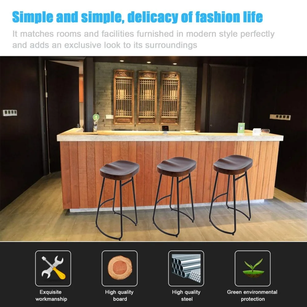

Vintage Bar Stool Rural High Barstool Durable Home Dining Chair Portable Home Stool Universal Pub Furniture