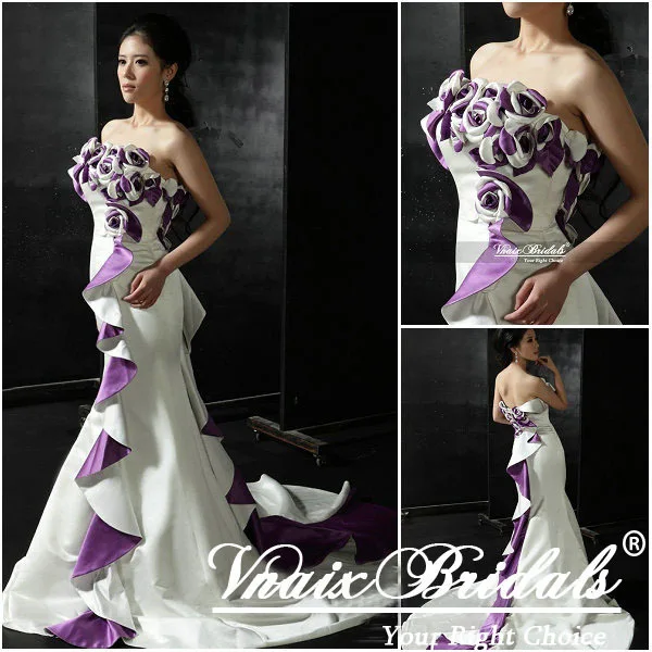 Vn006 Real Sample 2017 Strapless Satin Mermaid Purple And White Vn006 Real Sample 2017 Strapless Satin Mermaid Purple And White Wedding Dresses In From Weddings Events On Aliexpress Alibaba Group
