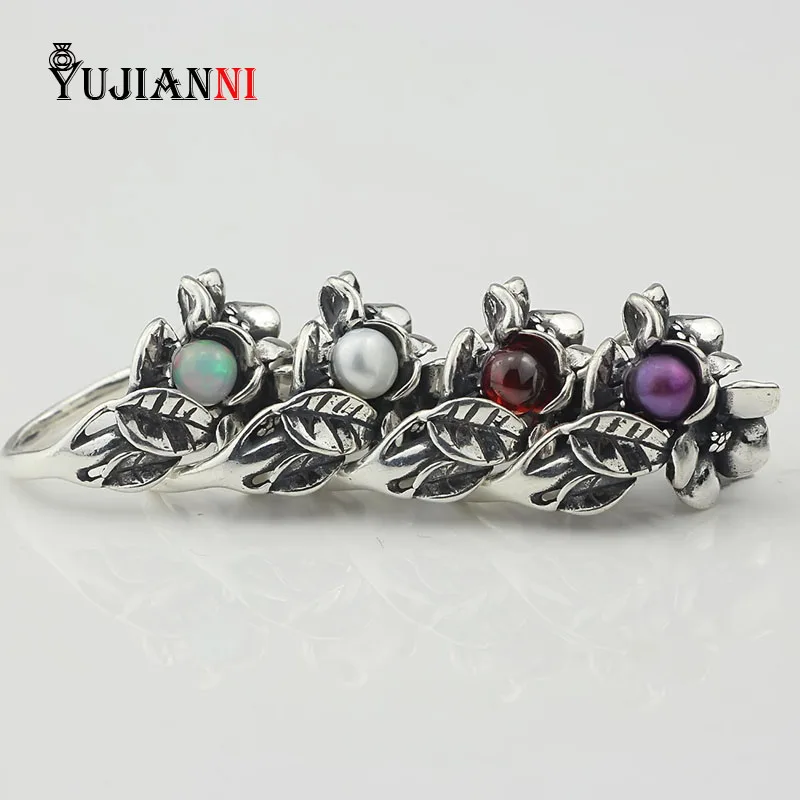 

Rings with Natural Stones 925 Sterling Silver Ring with Pearl European Brand Troll Style Rings Jewelry Inner Size 16mm