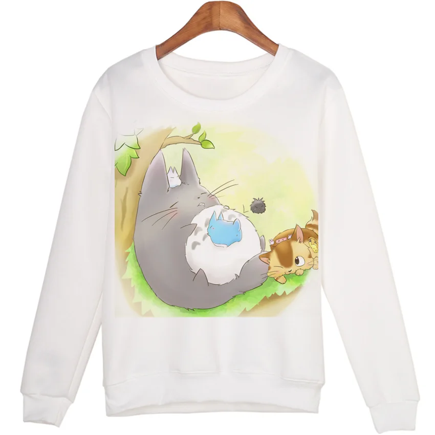  Casual 3D Sweatshirt Women Winter Clothing Cartoon Totoro Print Moleton Feminino Hoodies O-neck Pul