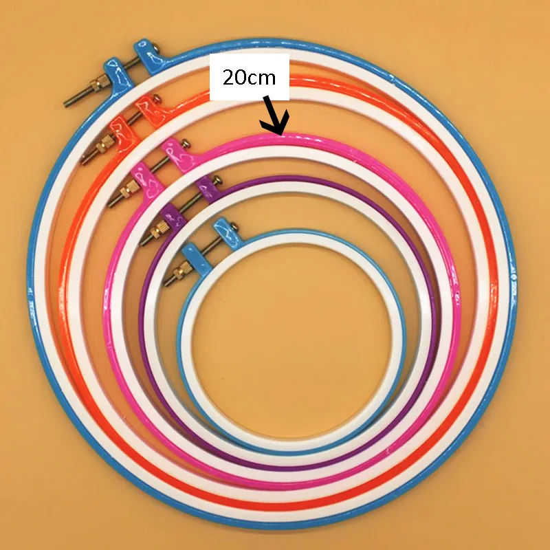 Кольцо Круг случайный цвет вышивка обруч ручной DIY бытовой швейный деревянный пластиковый каркас Вышивка крестом иглы ремесленный круглый петля - Цвет: 20cm