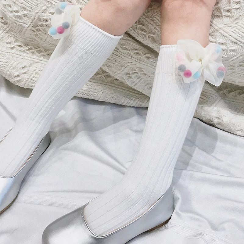 2019 New Kids Girls Knee High Socks Cotton Girl Long Socks With Bows
