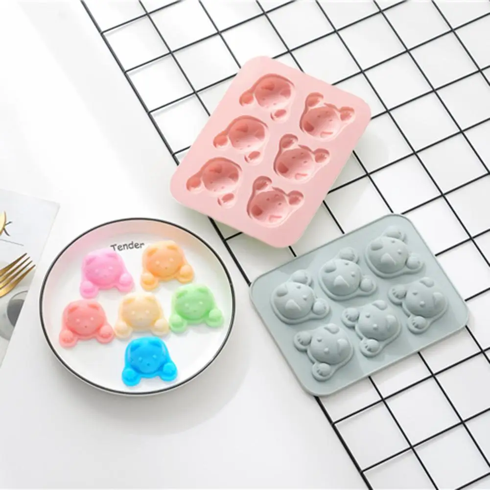 

6-section Cartoon Kitten Cake Mold Silicone Ice Cube Chocolate Cookies Mold Baking Mould Non-toxic Durable Baking Products