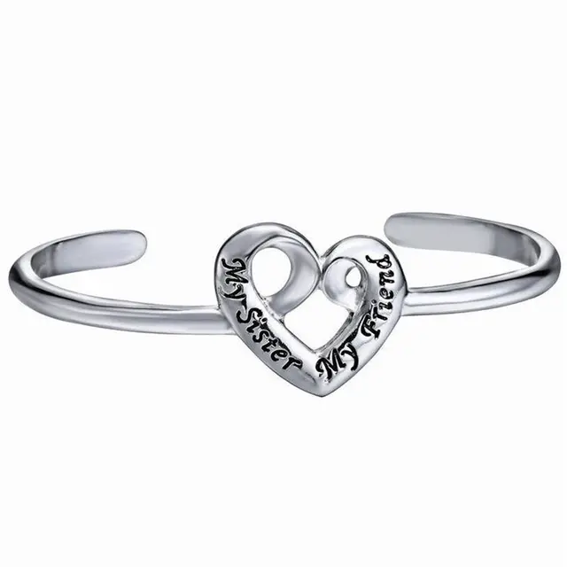 Bangles Engraved My Sister Friend Fashion Twisted Bracelet Bangles Engraved My Sister Friend Fashion Twisted Bracelet Cuff Bangle Heart Silver Bracelets