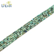 Lii Ji натуральный зеленый Африка Бирюзовый Круглый Facted крошечные бусины 2 мм DIY ювелирных изделий около 39 см