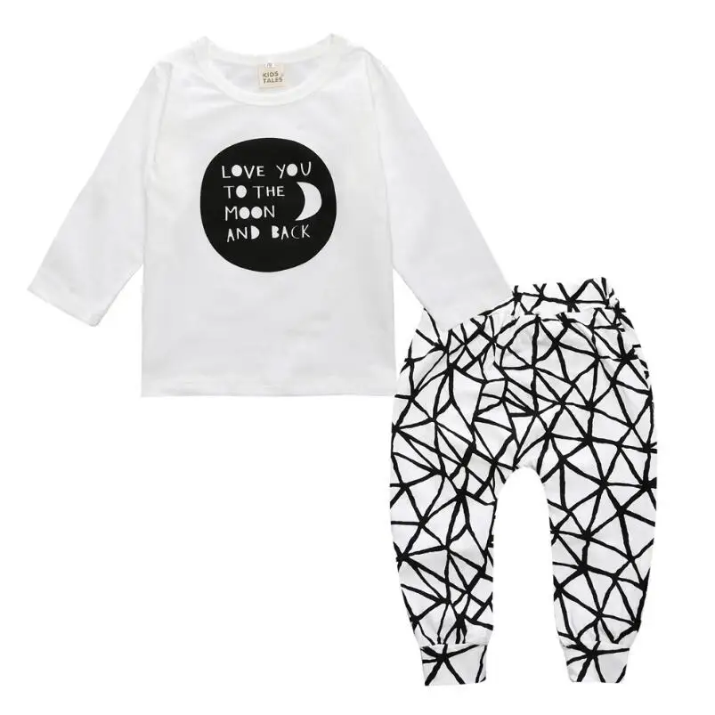 

2pcs/set  Baby Boy Girls Clothes Letter Pattern Long Sleeve T shirt + Pants Suit  Infant Clothing Set ropa de bebe