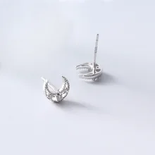 Подлинное 925 пробы серебряная луна, серьги со шпилькой, для Горячая распродажа; женская обувь кубического циркония Moom серьги, ювелирные изделия