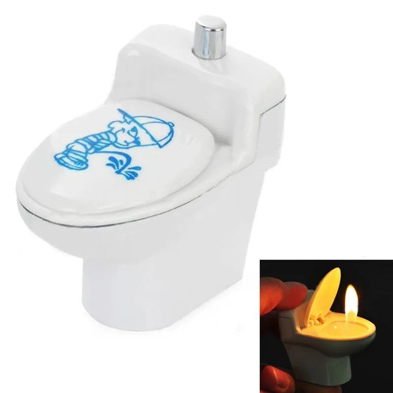 

Funny Gadgets Toilet Closestool Shaped Refillable Butane Gas Smoking Cigar Cigarette Lighter