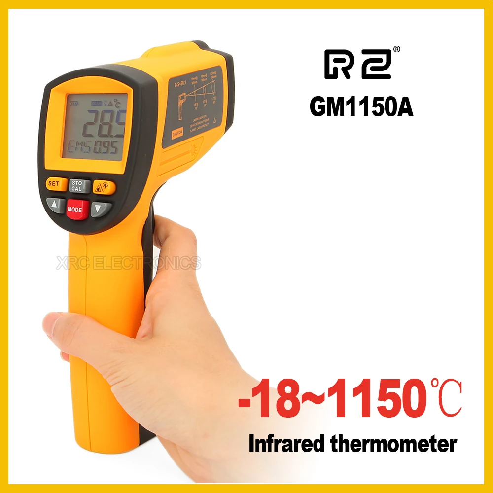 Бесконтактный инфракрасный пистолет-термометр RZ GM1150A с ЖК-дисплеем 50:1-18 ~ 1150C (0 2102F)