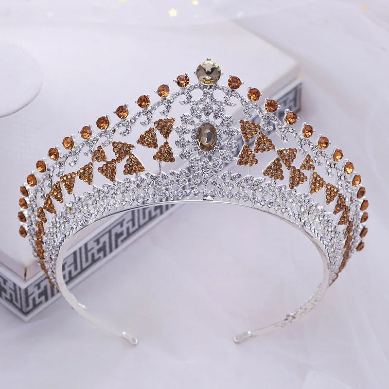 

Gold Crystal Princess Pageant Crowns Silver Wedding Tiara for Bridal Wedding Hair Accessories Exquisite Rhinestone Hairbands