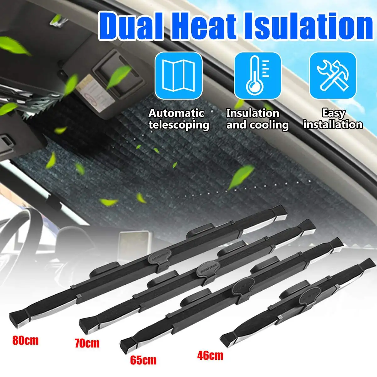 

Double-deck Car Retractable Windshield Sun Shade Automatic Foldable Visor Auto Block Cover Front/Rear Window