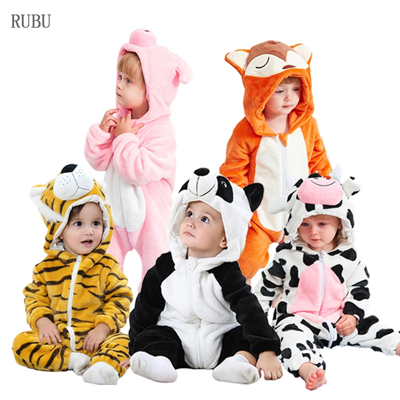 

Baby Cartoon Romper Newborn Hooded Inflant Clothing Boy Girl Pajamas Animal Onesie Jumpsuit Pikachu Costume Flannel Baby Rompers