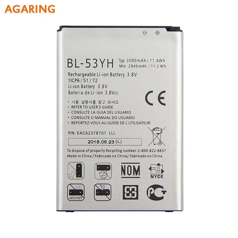 

Original Replacement Battery BL-53YH For LG G3 f400L F460 D858 D830 VS985 D850 Authentic Phone Batteries 3000mAh