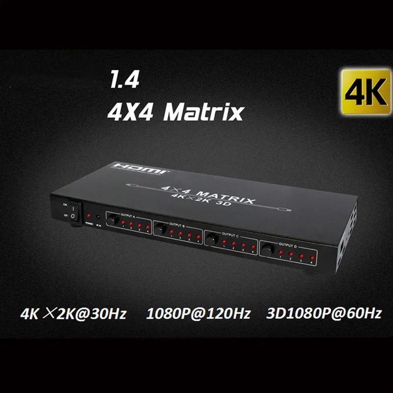 Full HD HDMI матричный 4x4 4 в из HDMI1.4V Switcher Splitter 3D К x 2 Аудио Видео HDTV матрица с удаленным