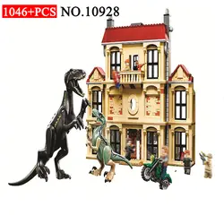 10928 1046 шт. динозавр Юрского периода Indoraptor Rampage на Lockwood Estate Building Block игрушечные лошадки для детей 75930