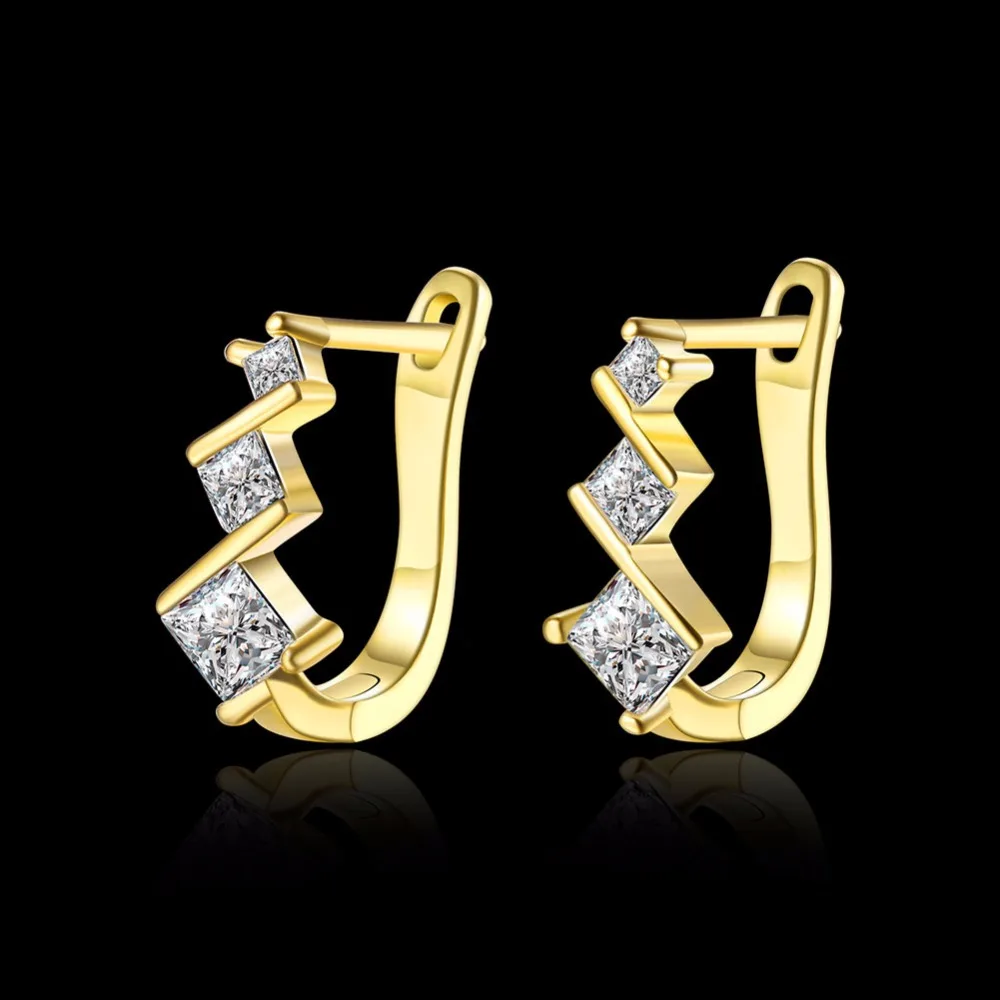 CHUKUI Christmas Jewelry Korean Small Rhinestone Crystal Hoop Earrings Gold Hoops Boucle D'oreille Femme 2018 (3)