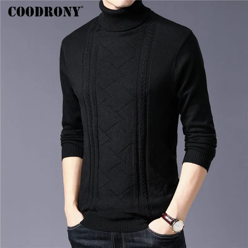 Бренд COODRONY, мужской свитер с высоким воротом, кашемировый шерстяной пуловер, мужская одежда, зимние толстые теплые мужские свитера s 91032
