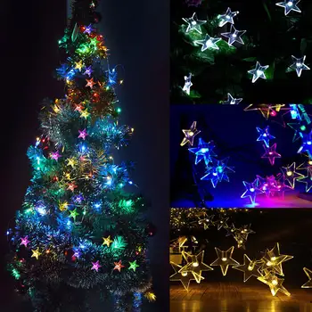 

6M 30LEDs Solar Powered Five Pointed Star String Light Waterproof Multicolor Twinkle for Home Garden Lawm Decor